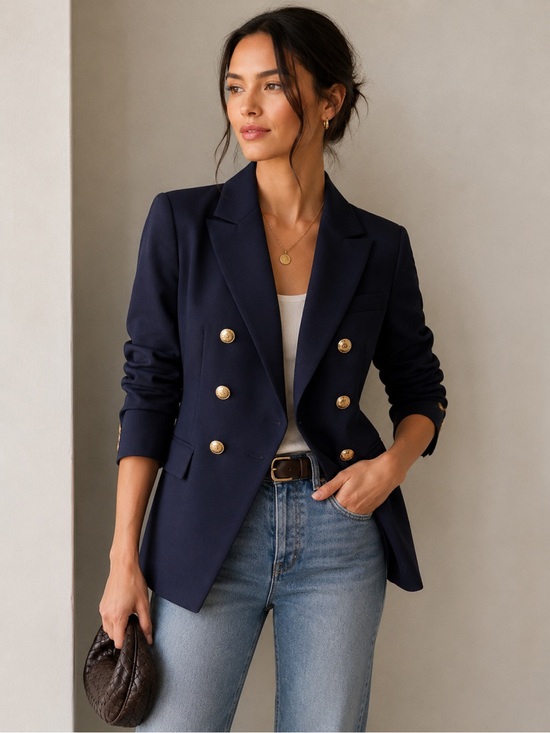 dolan Jackets & Blazers - Anthropologie Dolan Navy Ponte Military Blazer Gold Buttons S